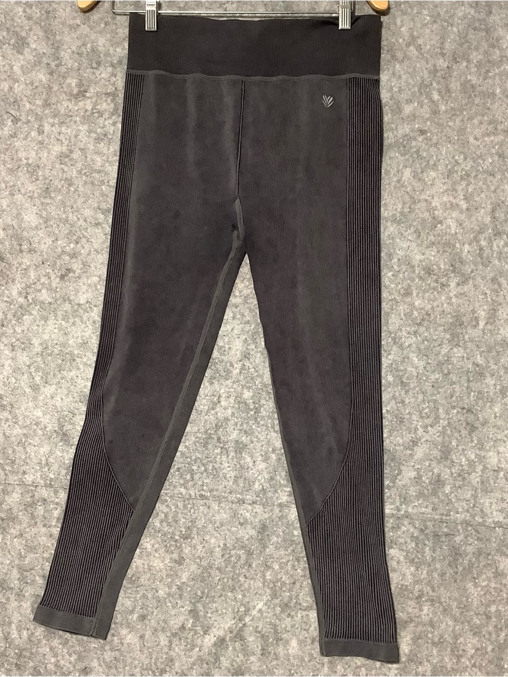 Forever 21 Juniors Large Charcoal Gray Ribbed Panel Leggings